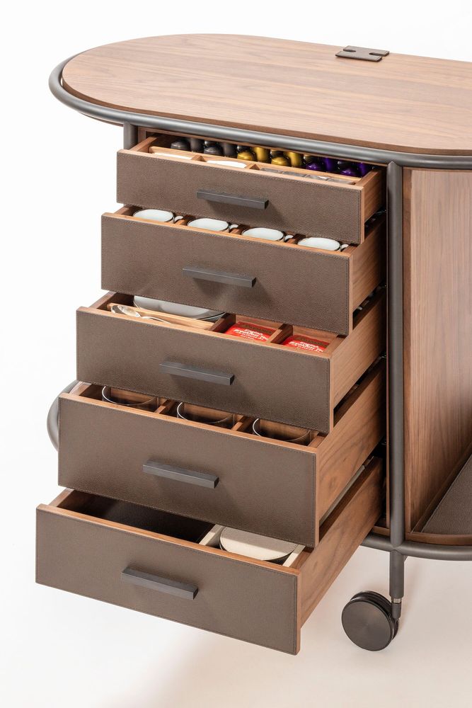 Restaurant trolleys - ARCADE WOOD COFFEE AND TEA CART OVAL - GIOBAGNARA