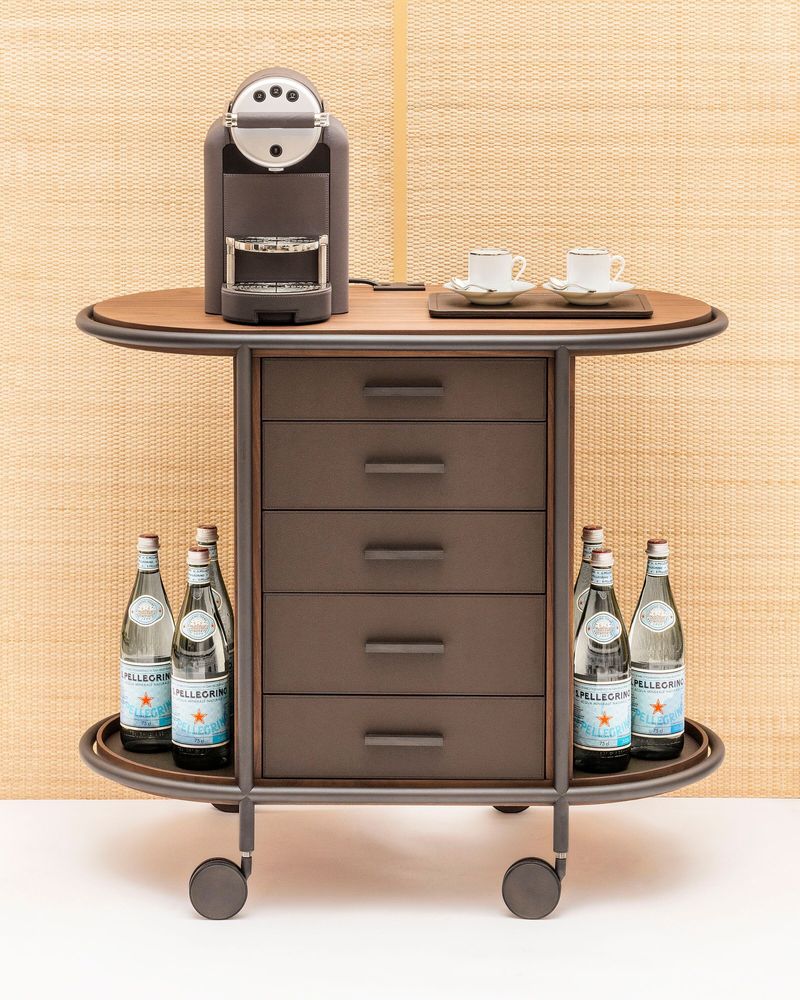 Restaurant trolleys - ARCADE WOOD COFFEE AND TEA CART OVAL - GIOBAGNARA