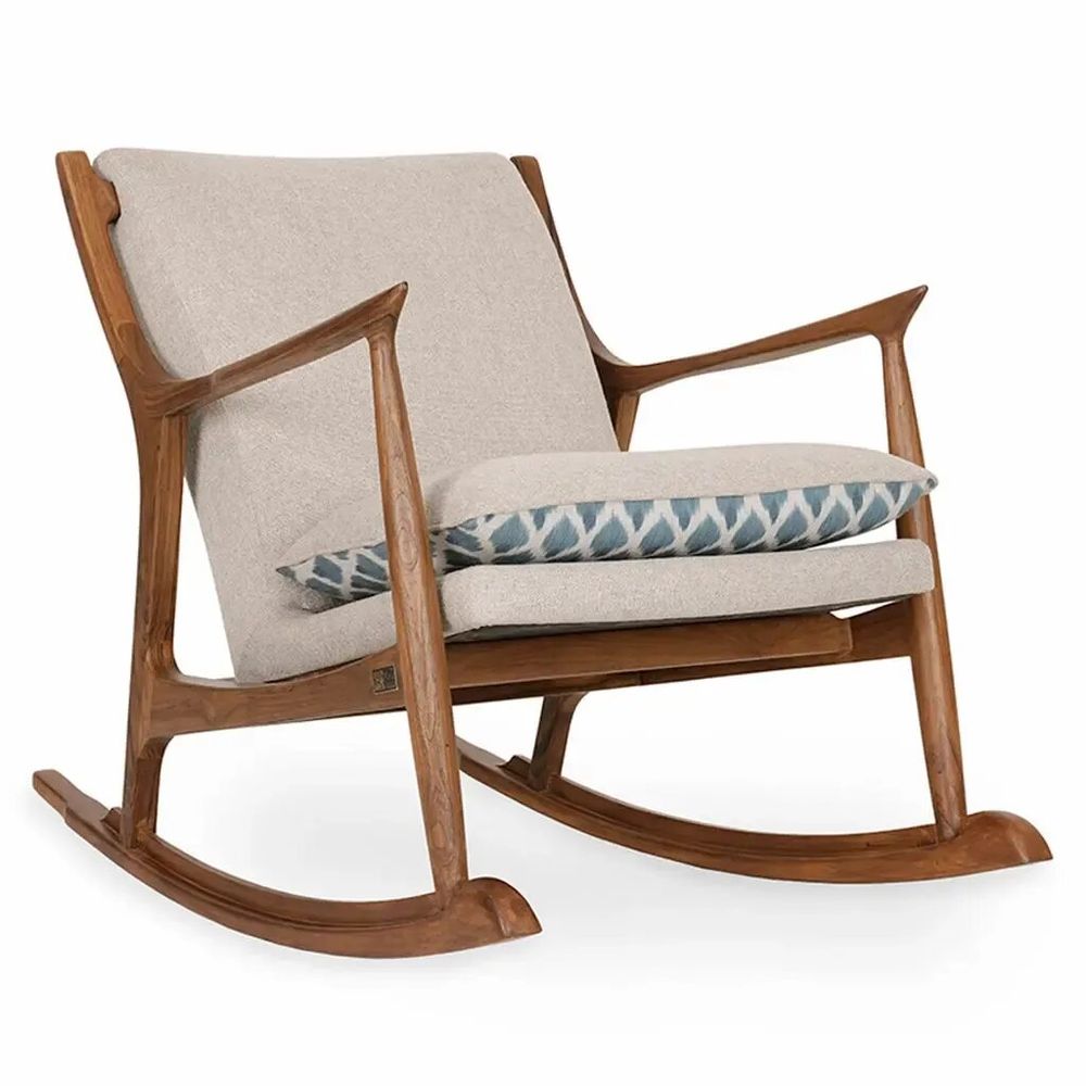 Chairs - Ruru - Lounge Chair with Grey Fabric - ALANKARAM
