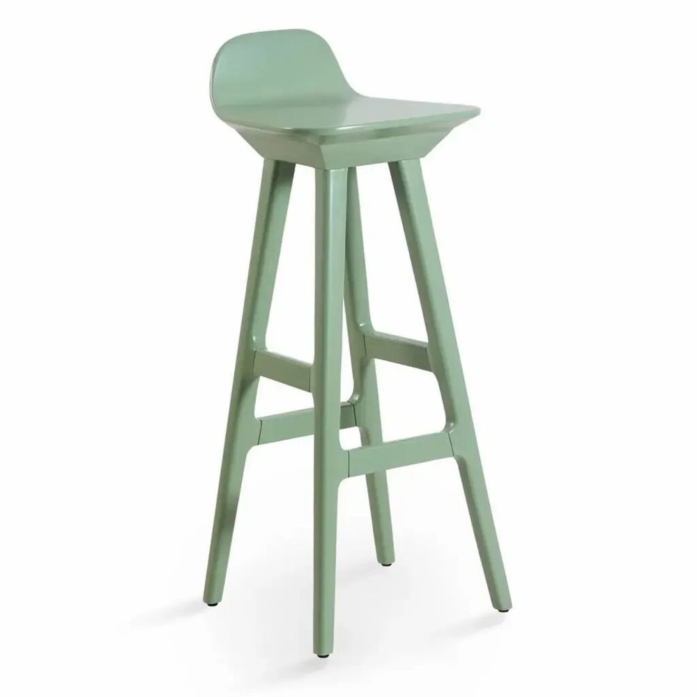 Chaises - Inalt - Chaise haute / de bar avec revêtement en PU chêne clair vert aloès - ALANKARAM