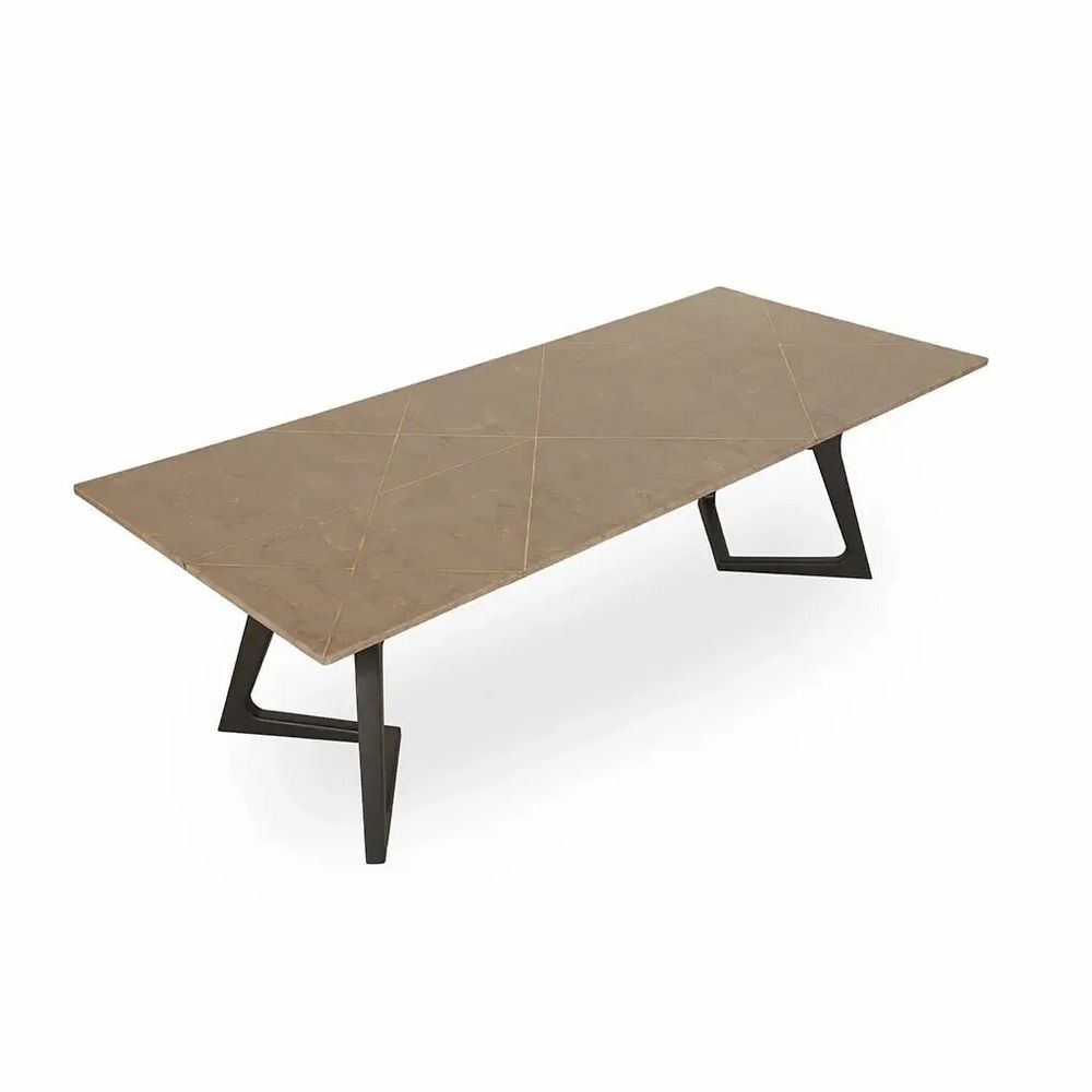 Tables Salle à Manger - Betona - Plateau en pierre incrustée de laiton - ALANKARAM