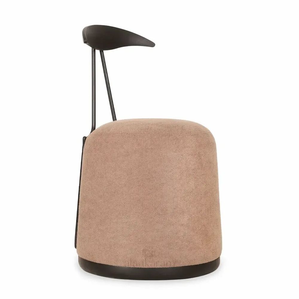 Chaises - Credu - Pouf et chaise en bois massif avec tissu couleur crème - ALANKARAM