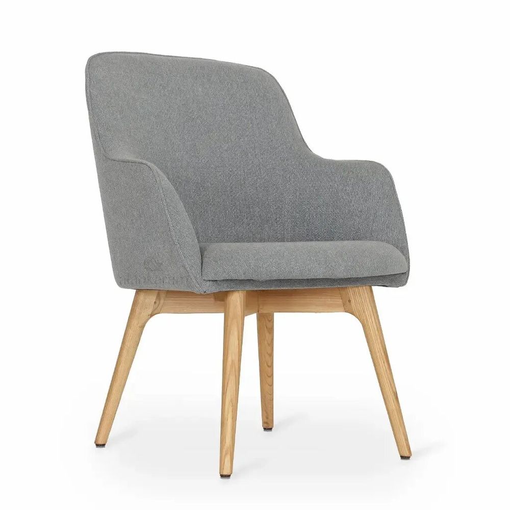 Chaises - Dolt - Chaise de salle à manger en bois massif avec tissu gris - ALANKARAM