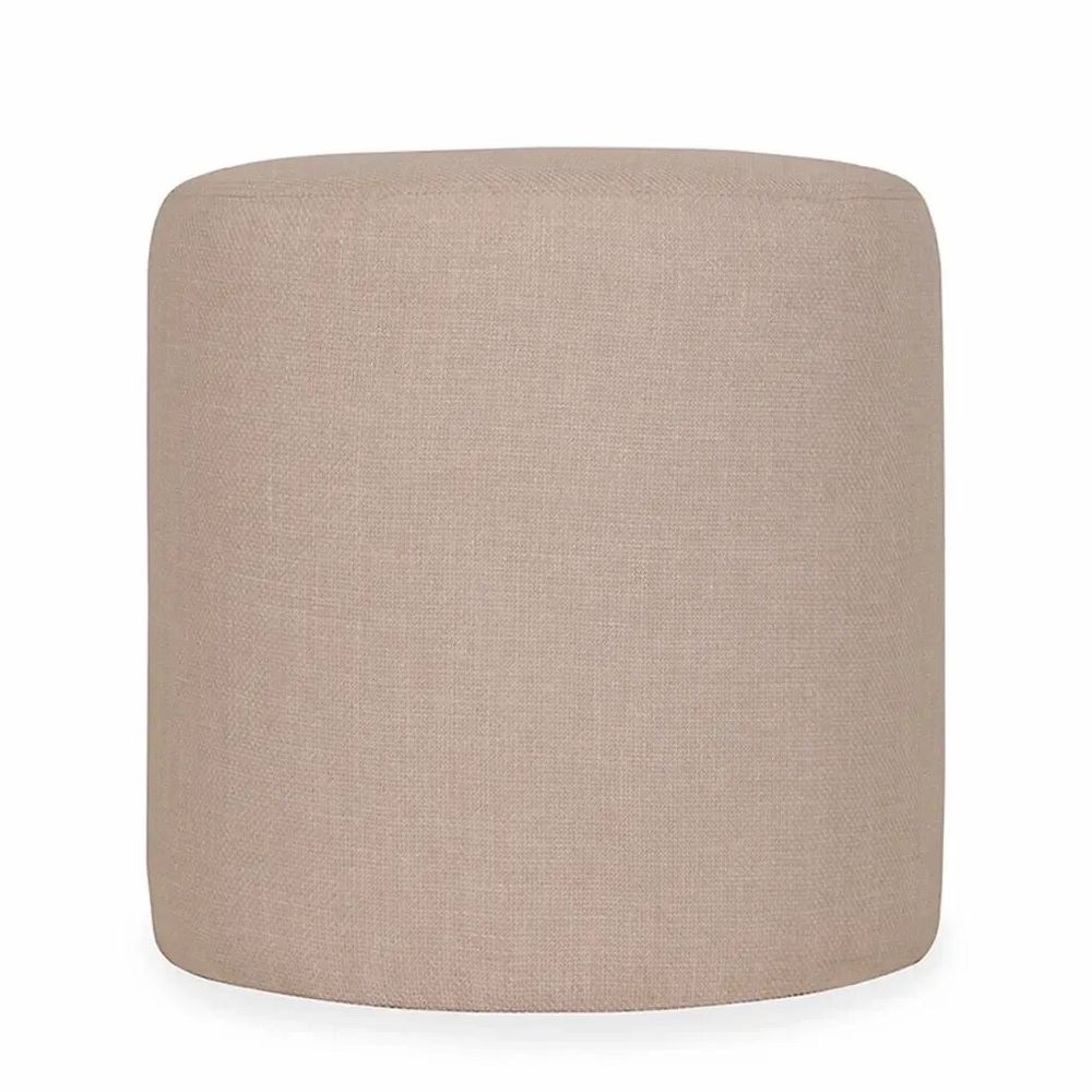 Ottomans - Pouffe - Round Ottoman with Grey Fabric - ALANKARAM