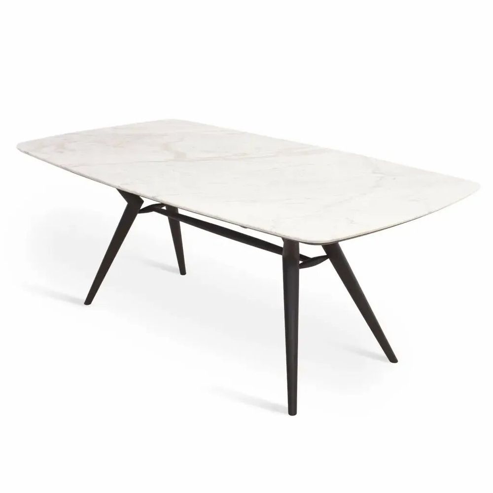 Autres tables - Fusi - Table basse en bois massif avec plateau en pierre blanche - ALANKARAM