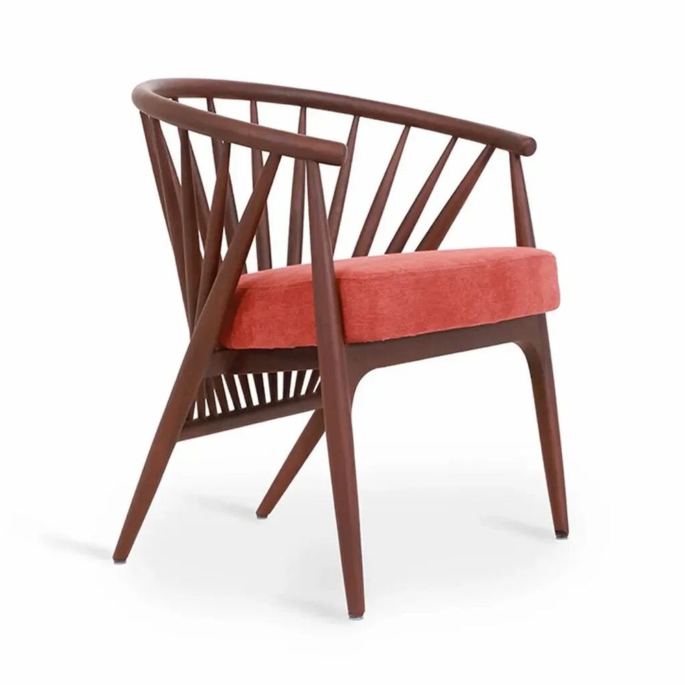 Chambres d'enfants - Hloma - Chaise de salle à manger en bois massif avec tissu rouge - ALANKARAM