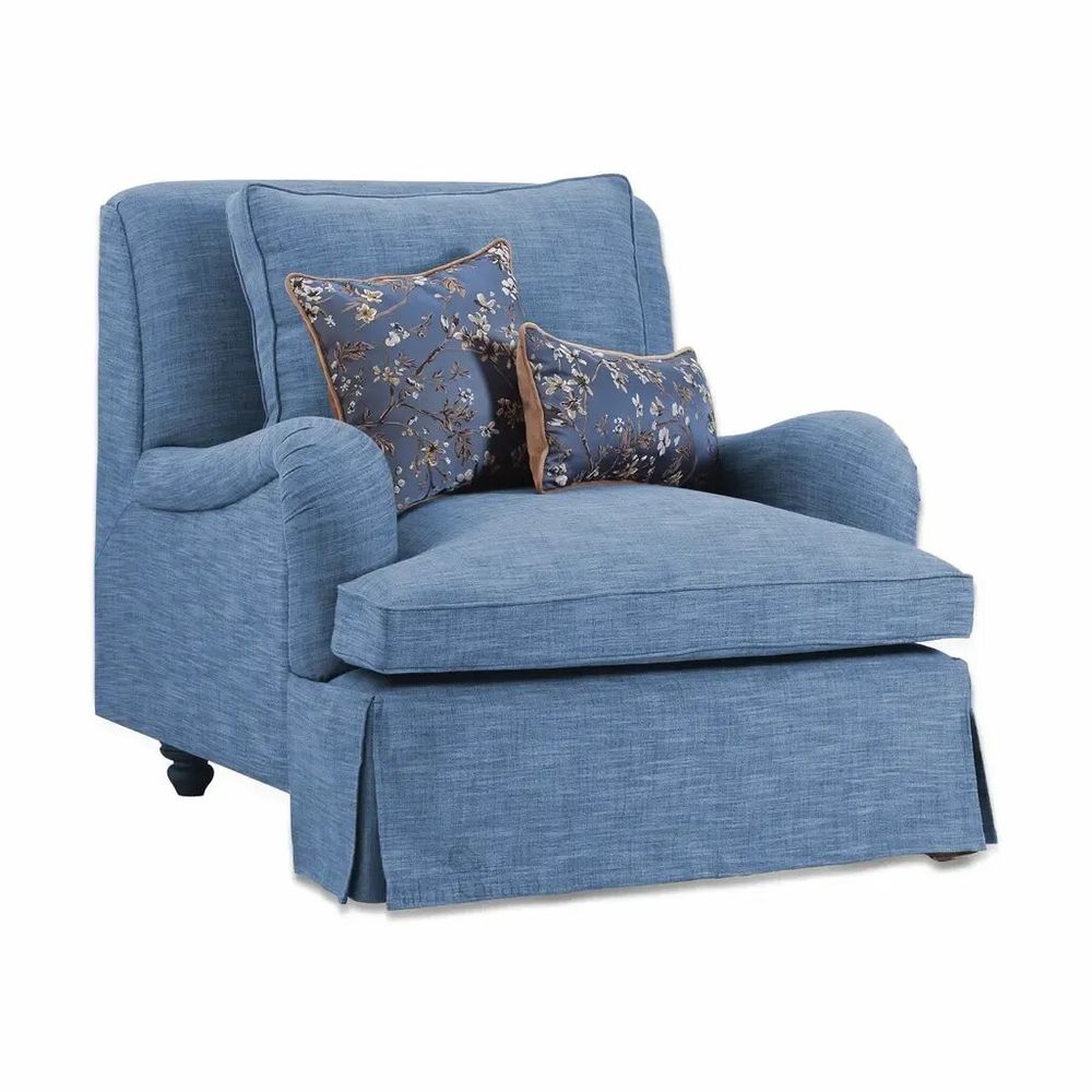 Sofas - Inggris - Blue Fabric Sofa - ALANKARAM