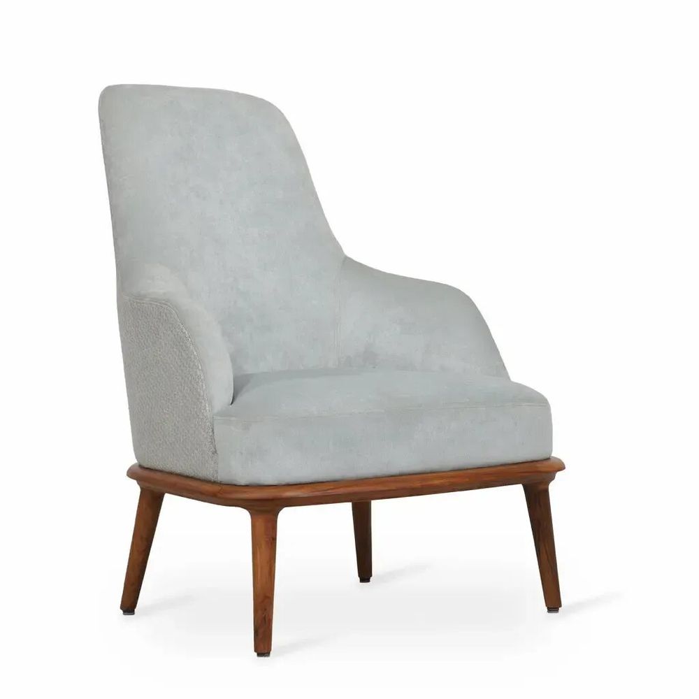 Chaises - Iyi - Fauteuil Lounge en Tissu Bleu Clair - ALANKARAM