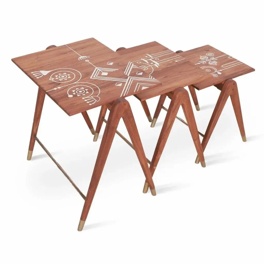 Autres tables  - Koaro - Tables d'appoint gigognes en teck - ALANKARAM