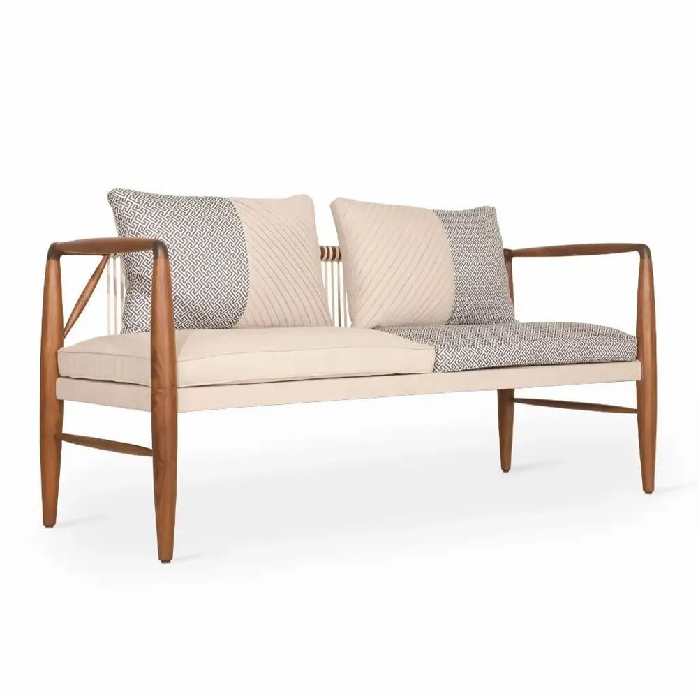 Sofas - Kutu Two Seater Teakwood Sofa - ALANKARAM