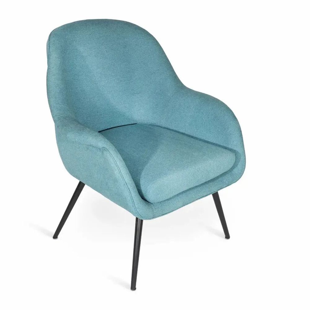 Chairs - Nefis - Metal Legs Lounge Chair with Sky Blue Fabric - ALANKARAM