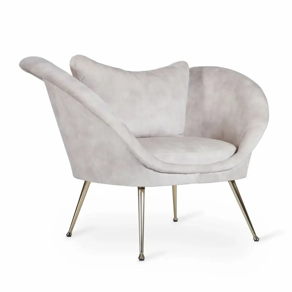 Chairs - Paligo - Lounge Chair with White Fabric - ALANKARAM
