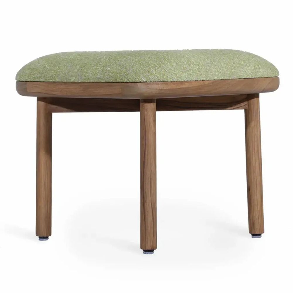 Poufs - Pall - Repose-pieds en teck avec tissu vert - ALANKARAM
