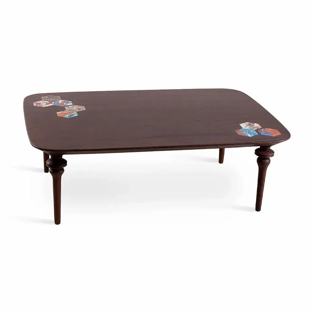 Dining Tables - Piki - Solidwood Dining Table with Multicolor Artwork - ALANKARAM