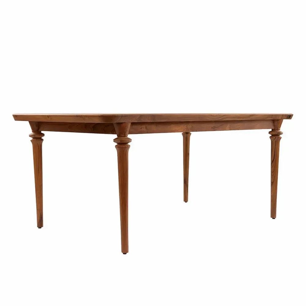 Dining Tables - Piki Teakwood Dining Table with Hexagonal Artwork - ALANKARAM