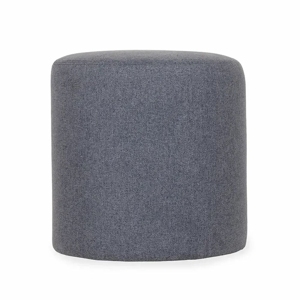 Ottomans - Pouffe - Round Ottoman with Dark Blue Fabric - ALANKARAM