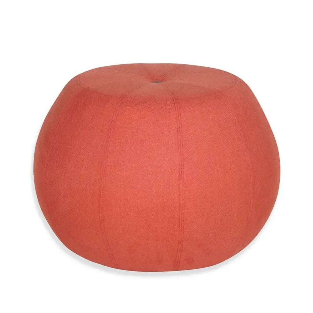 Ottomans - Pouffe - Round Ottoman with Red Fabric - ALANKARAM