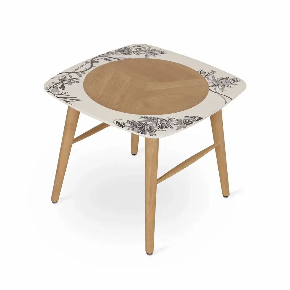 Autres tables - Seni - Table d'appoint en bois massif avec plateau peint en blanc - ALANKARAM