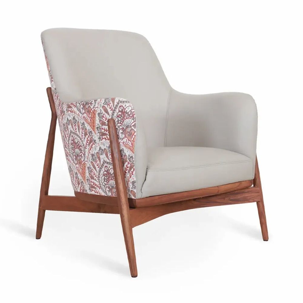 Chairs - Syva - Lounge Chair with White Leatherette - ALANKARAM