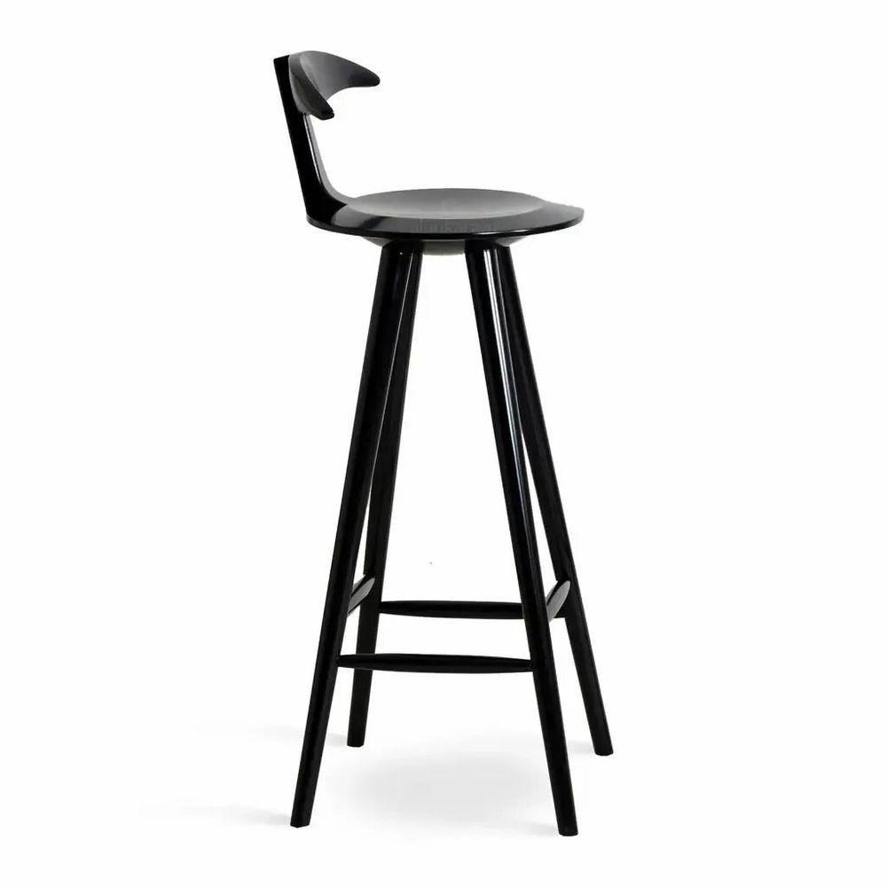 Chaises - Udita - Chaise haute en bois massif teinté noir - ALANKARAM