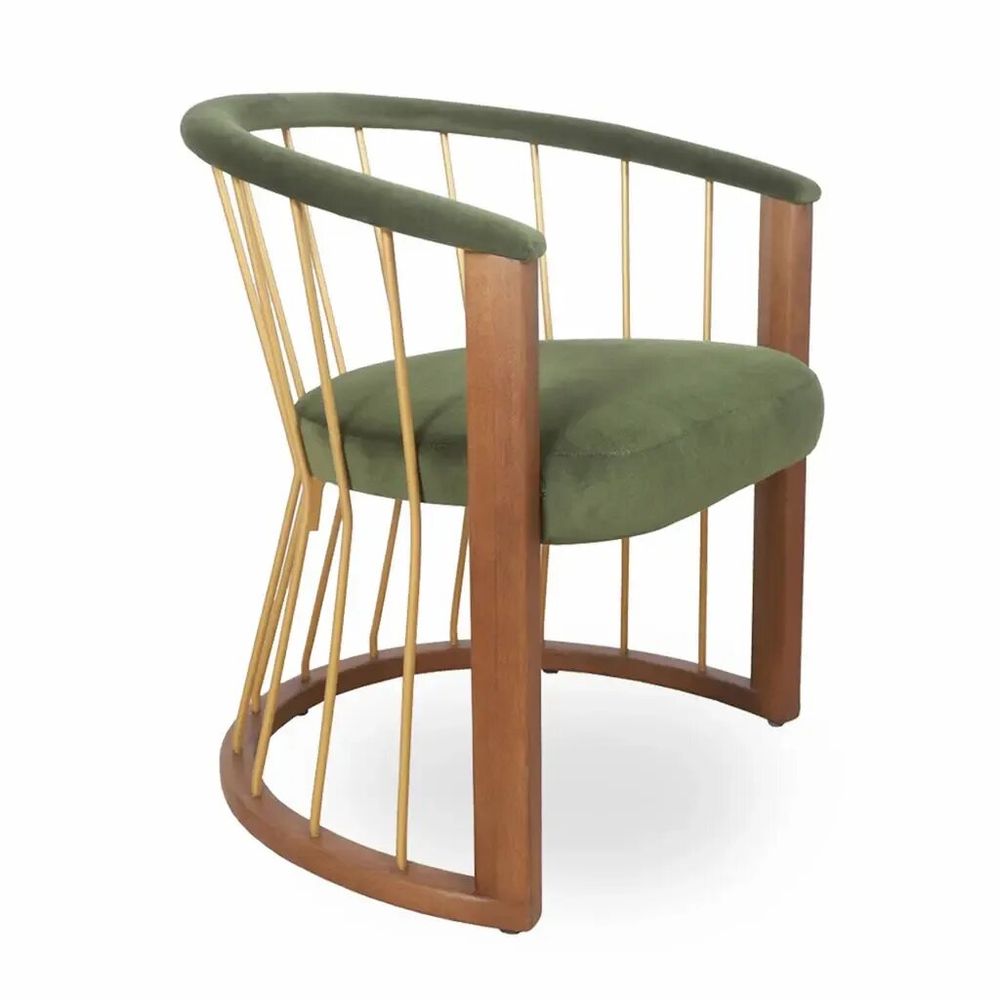 Chaises - Waahi - Fauteuil Lounge en Tissu Vert - ALANKARAM