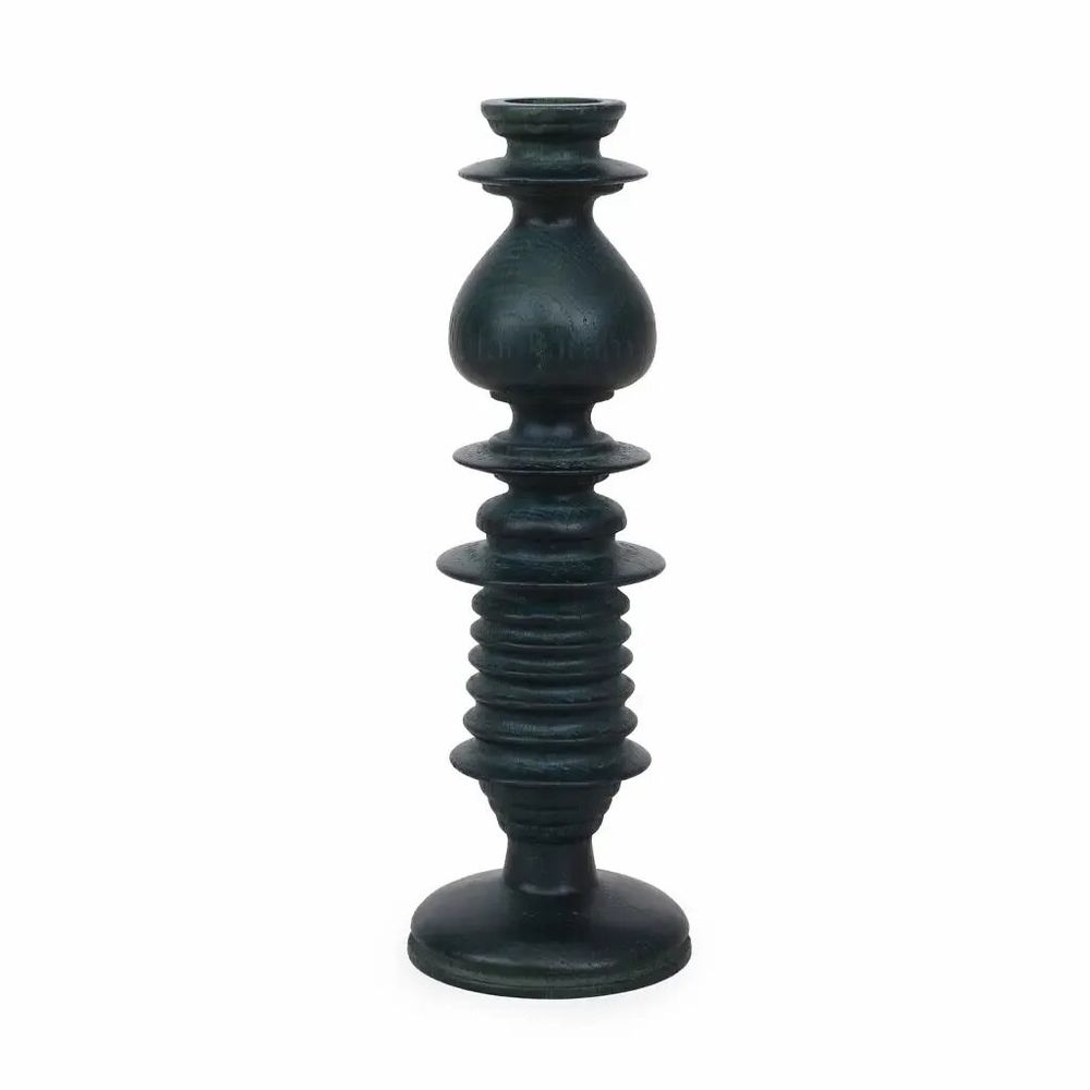 Objets de décoration - Bougeoir en bois, couleur noire - ALANKARAM