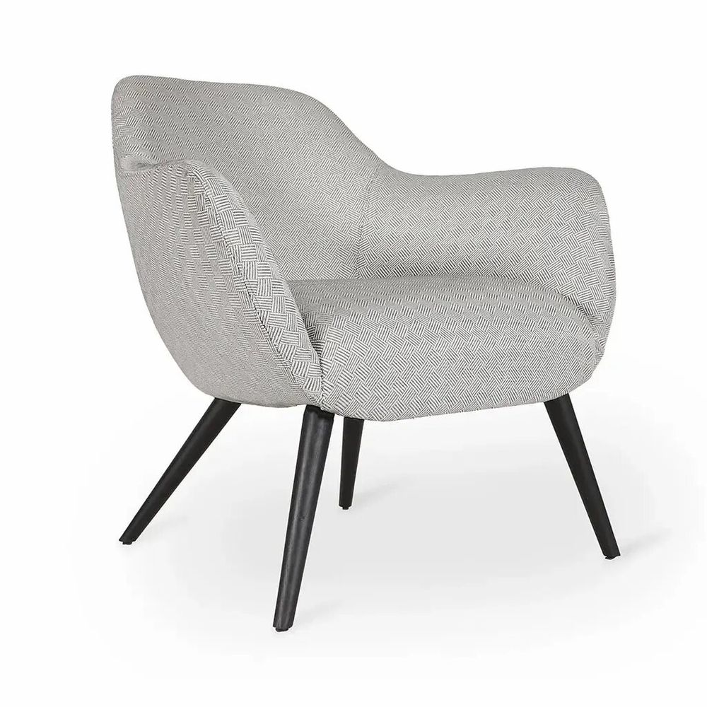 Chairs - Yarmi - Lounge Chair with Grey and Black Stripes Fabric - ALANKARAM