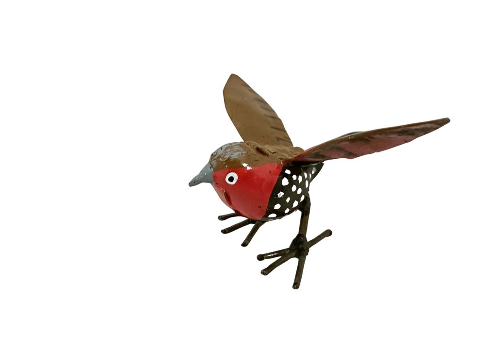 Outdoor decorative accessories - African Firefinch Recycled Metal Sculpture 12cm - TERRE SAUVAGE