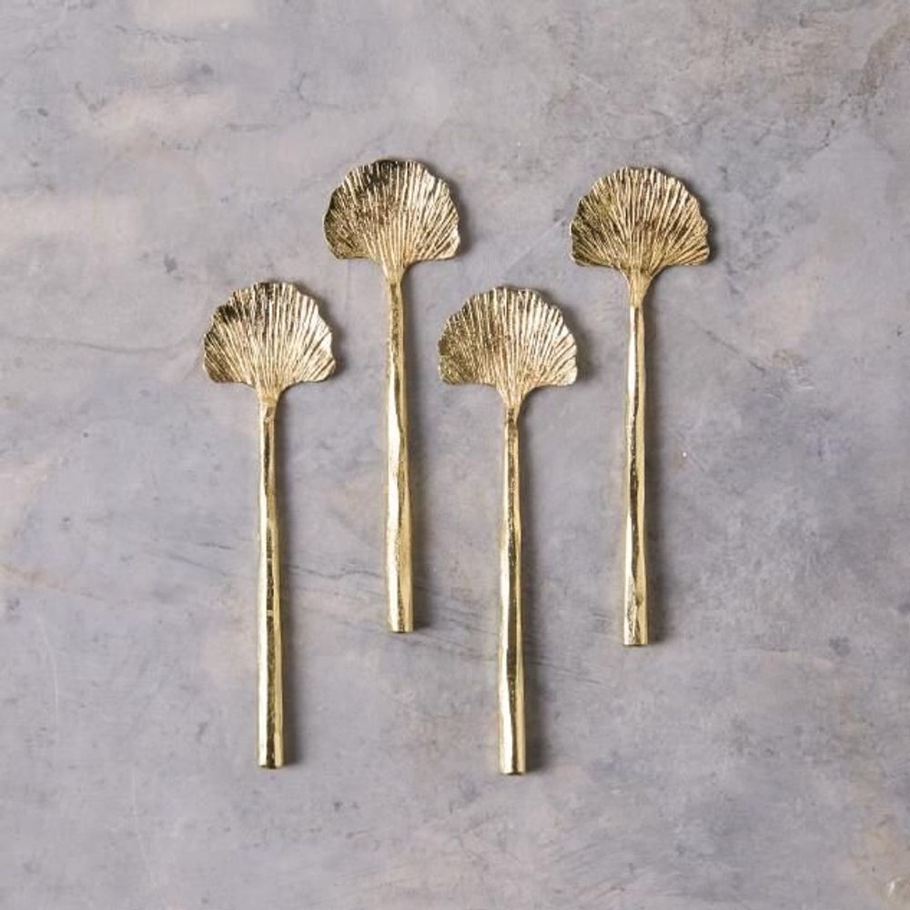 Cutlery set - Gingko Mini Spoons, Gold, Set of 4 - BE HOME