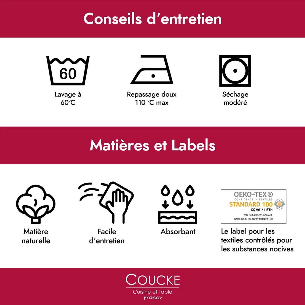Tea towel - Printed cotton tea towel, POT DE CONFITURE - COUCKE