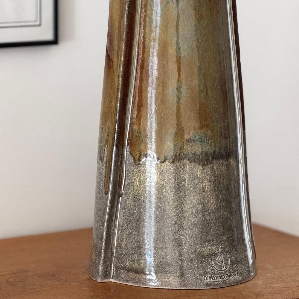 Ceramic - Conical sculpted table lamp - FUOCO collection - DI VINCENZO POUJOULA