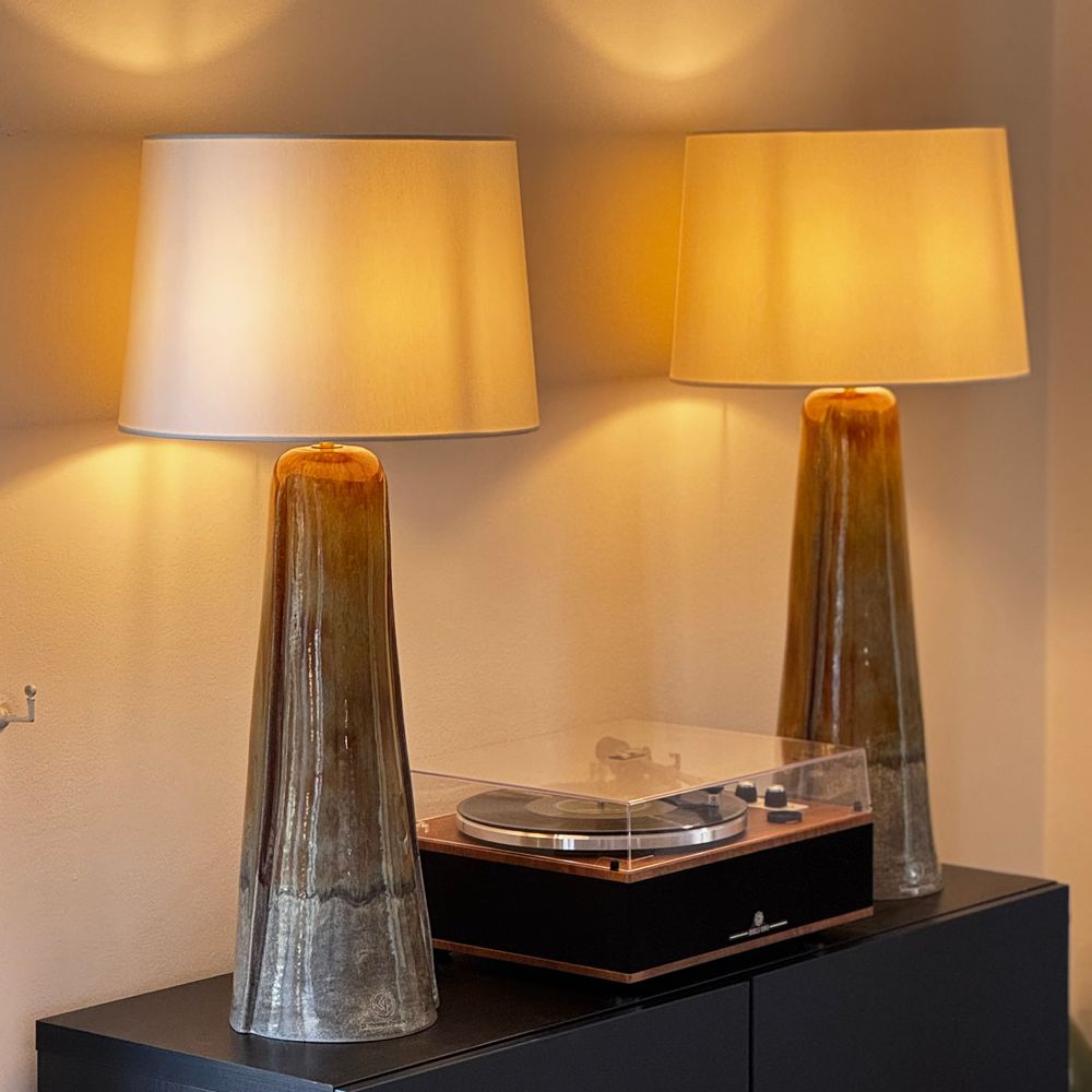 Ceramic - Conical sculpted table lamp - FUOCO collection - DI VINCENZO POUJOULA