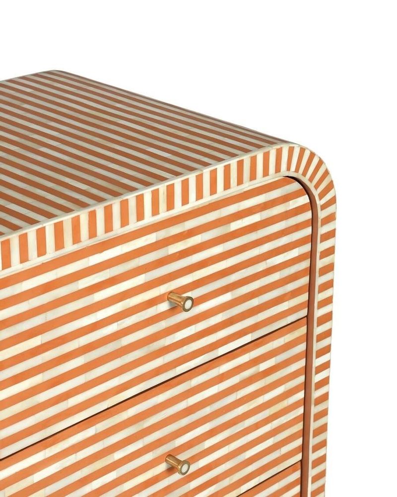 Chests of drawers - 4-DRAWER DRESSER ROUNDED BONE TERRACOTTA/WHITE - FANCY
