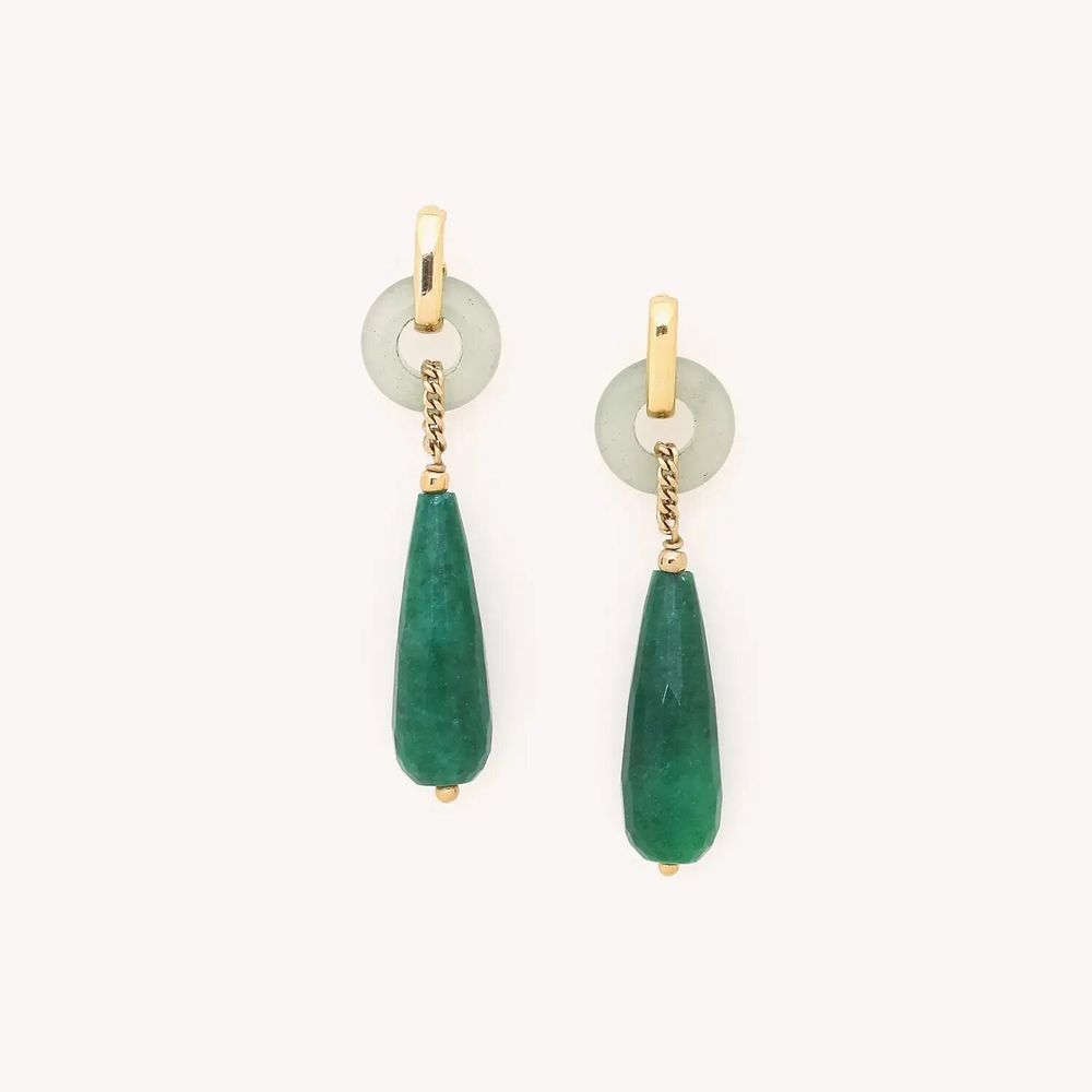 Jewelry - Drop and ring earrings - Agata Verde - NATURE BIJOUX