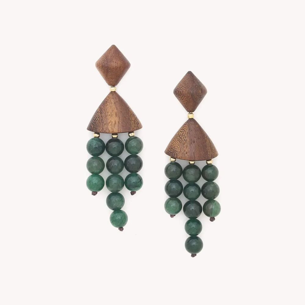 Jewelry - 3 rows post earrings - Aventurine - NATURE BIJOUX