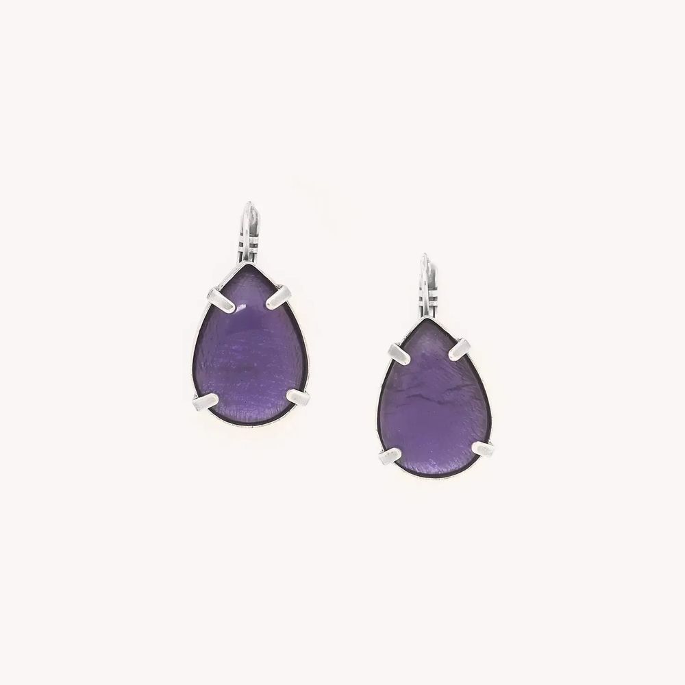 Bijoux - Boucles d'oreilles dormeuses goutte violette - Gotborg - NATURE BIJOUX