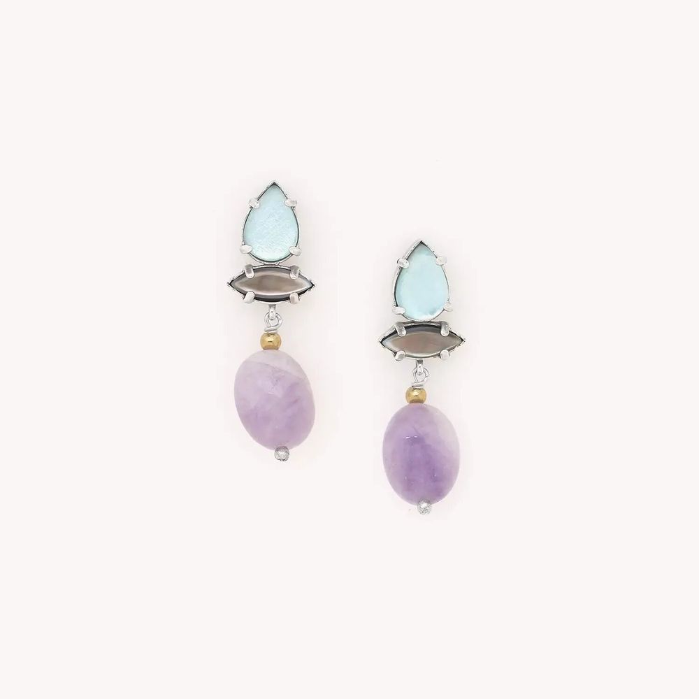 Jewelry - Post earrings with amethyst dangle - Gotborg - NATURE BIJOUX