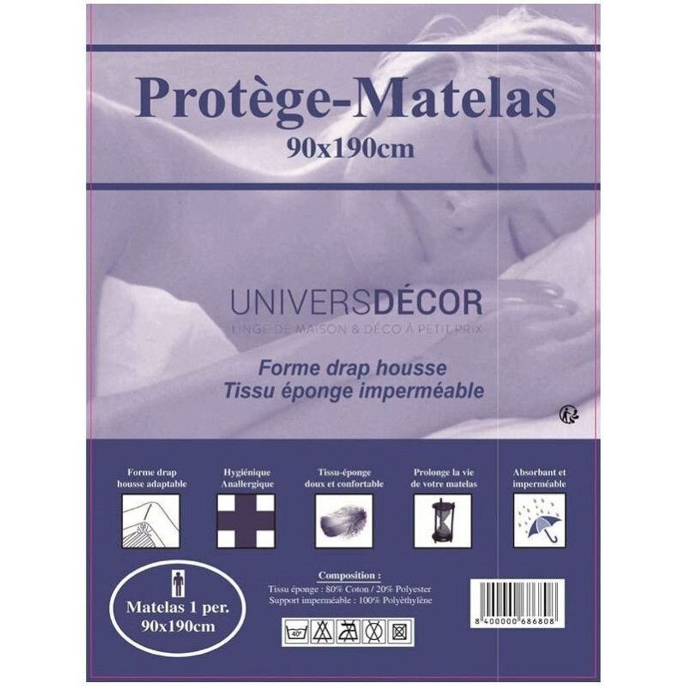 Bed linens - Waterproof, Absorbent and Anti-Dust Mite Mattress Protector 90 x 190 cm - COTON PUR