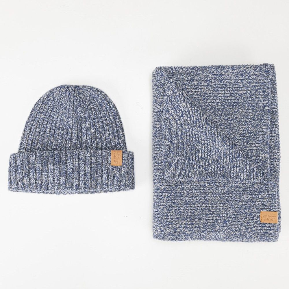 Foulards et écharpes - Coffret cadeau écharpe & bonnet en laine JEFF & JACK bleu chiné - MONSIEUR CHARLI