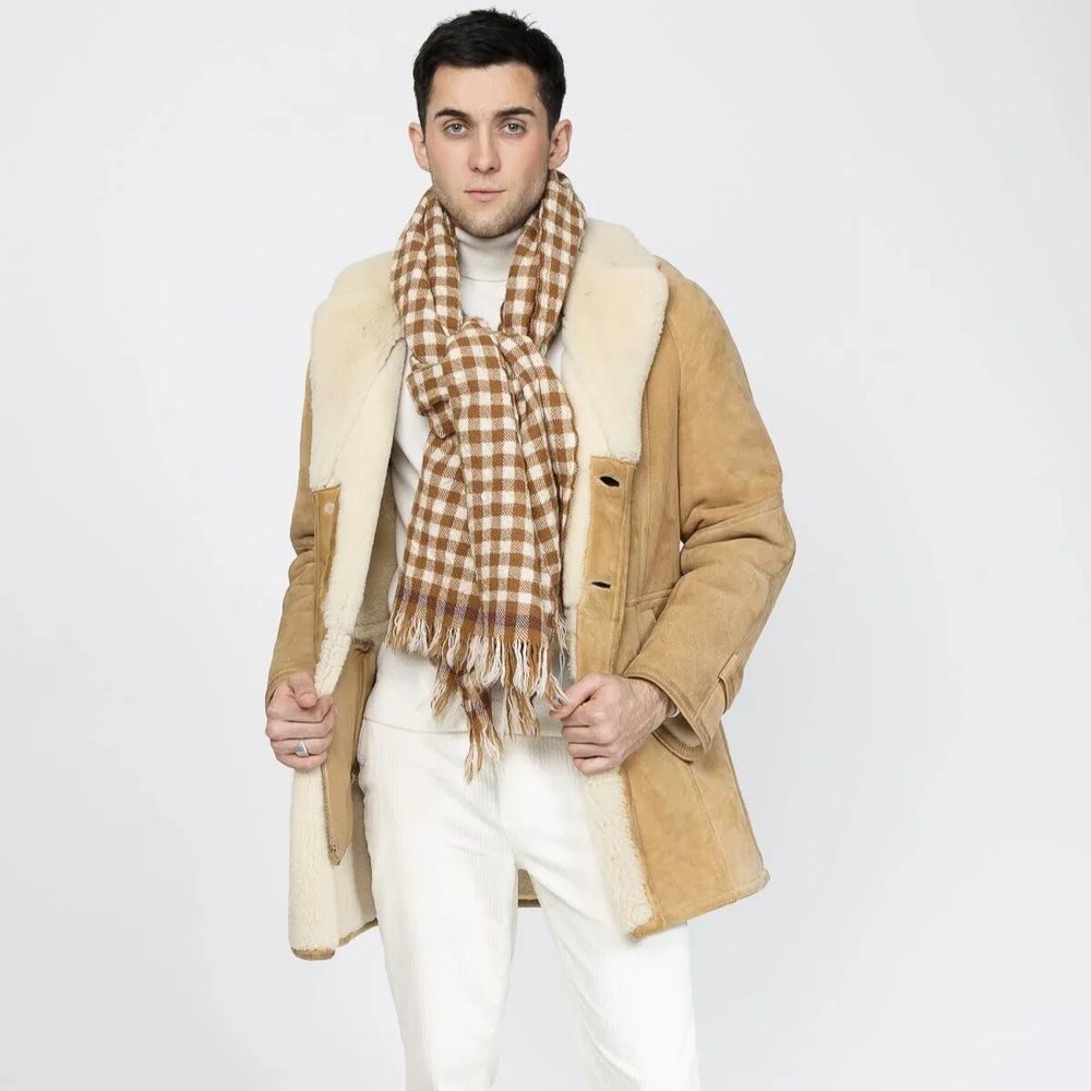 Scarves - LEONARD cognac wool and cashmere scarf - MONSIEUR CHARLI
