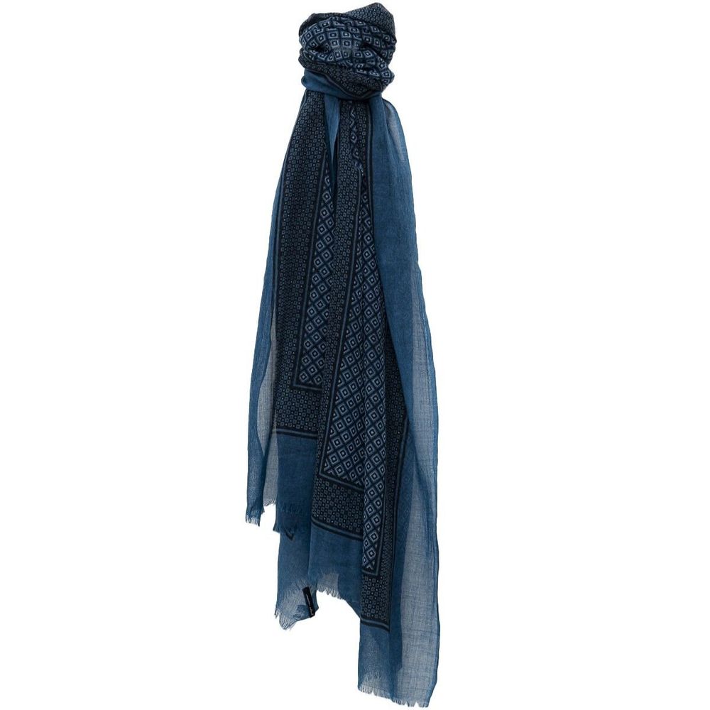 Scarves - PIERIC blue wool scarf - MONSIEUR CHARLI