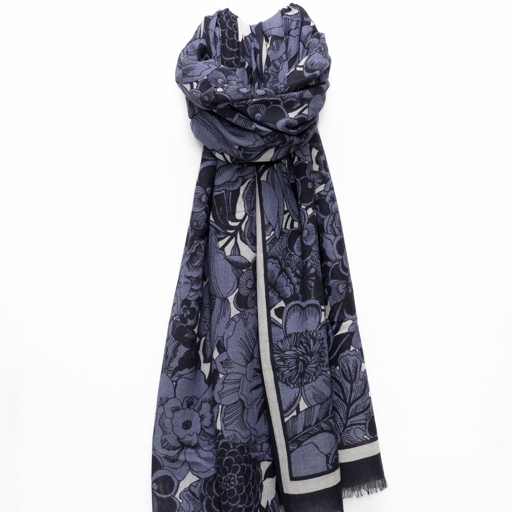 Foulards et écharpes - Chèche en laine mélangée GENZO marine - MONSIEUR CHARLI