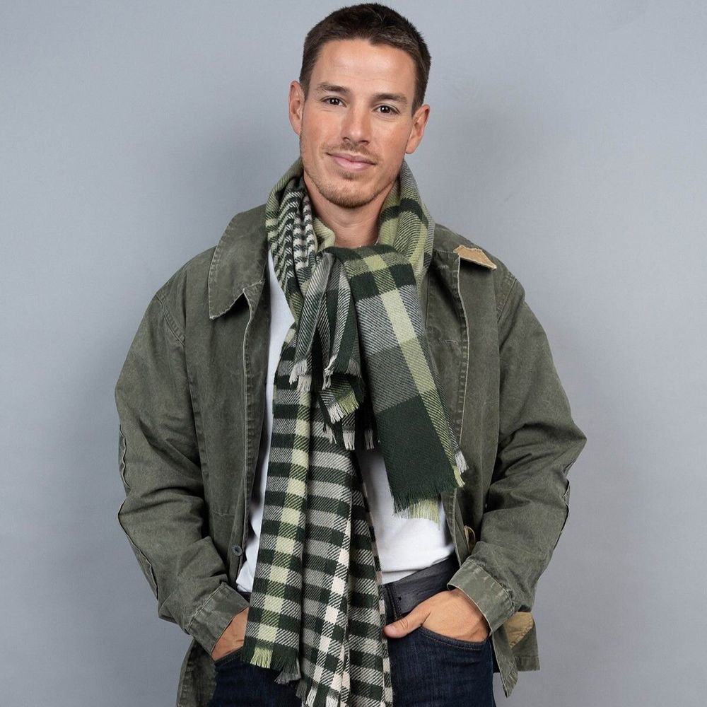 Scarves - LARGO green acrylic and wool scarf - MONSIEUR CHARLI