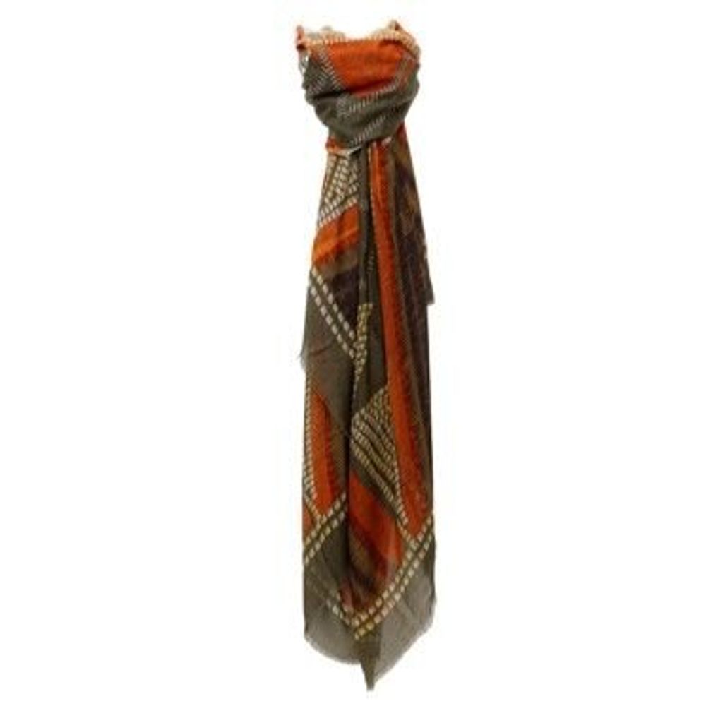 Scarves - PLACIDE orange cashmere and modal scarf - MONSIEUR CHARLI
