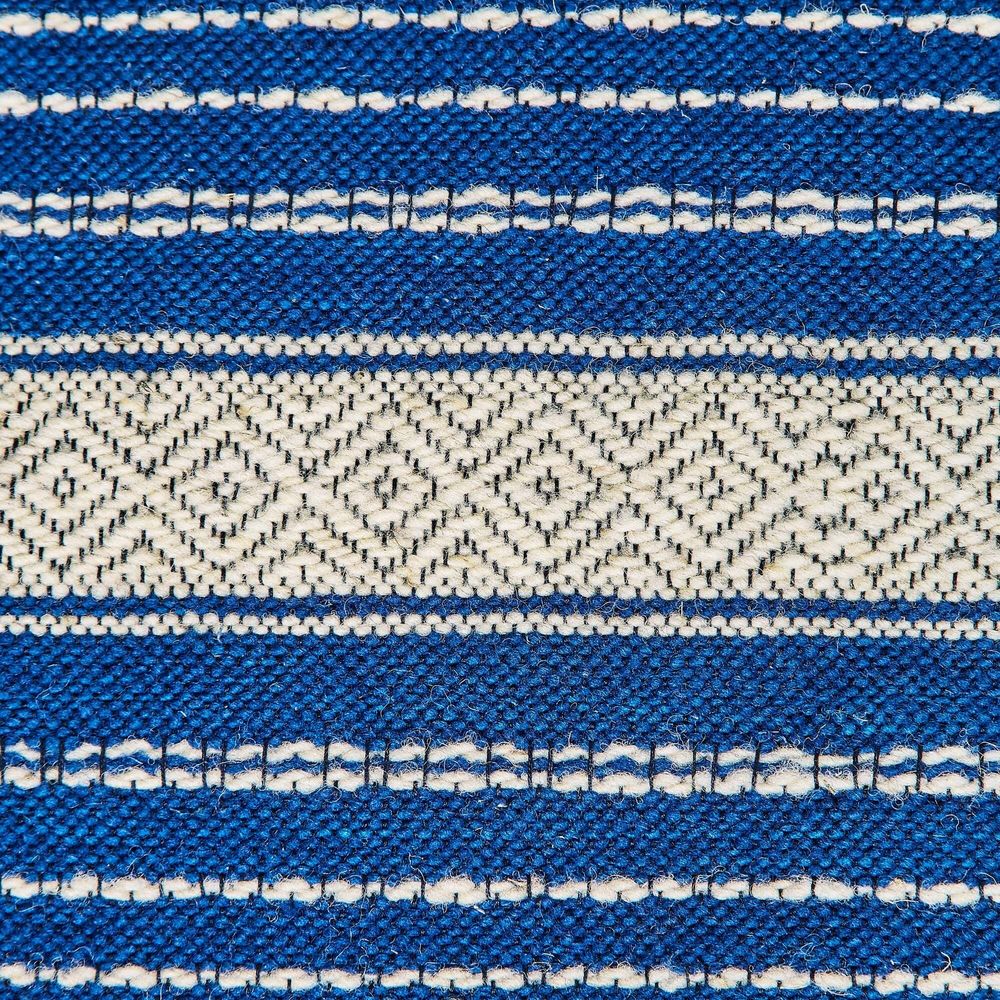 Tapis - Tapis à tisser à pédales en laine vierge — bleu et beige - HUAKAL