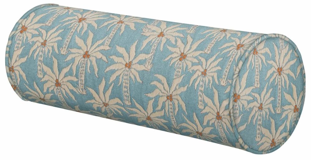 Tissus pour extérieurs - Coussin traversin Laura Ice & Écru - PALAIS SUSTAINABLE LUXURY