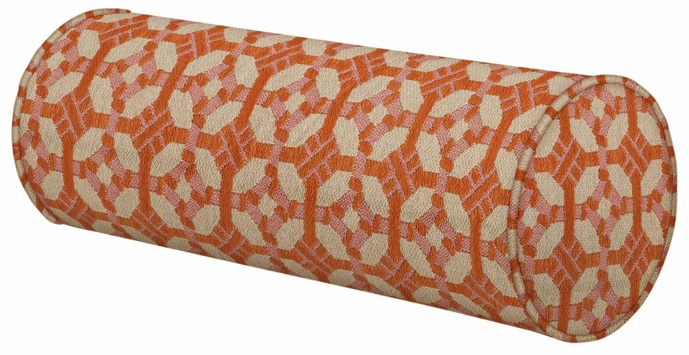Tissus pour extérieurs - Coussin traversin Coco Orange & Rose - PALAIS SUSTAINABLE LUXURY