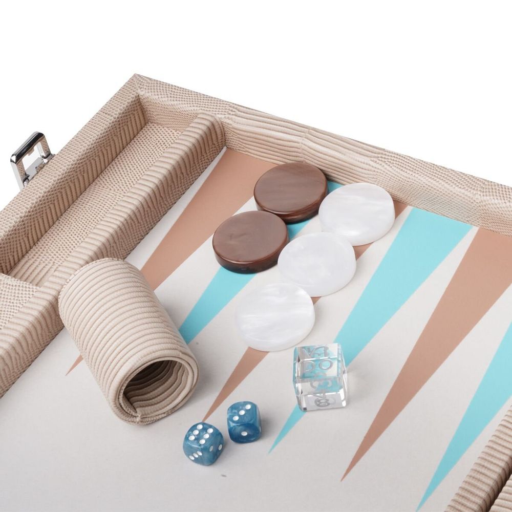 Leather goods - Backgammon Beige - Vegan lizard leather - Large - Games - VIDO LUXURY BOARD GAMES