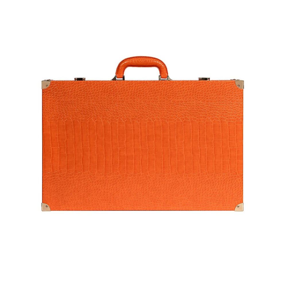 Leather goods - Orange Tangelo Backgammon Game - Large Vegan Alligator Leather - VIDO LUXURY BOARD GAMES