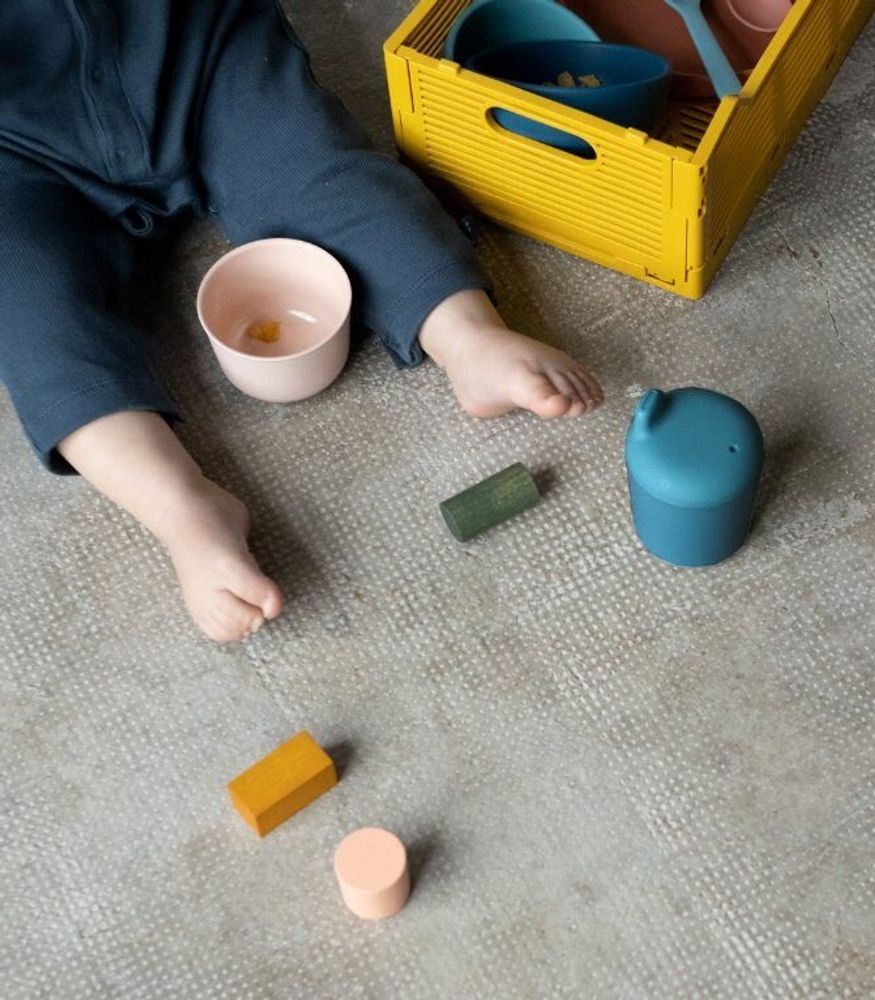 Children's mealtime - Silicone Baby Sippy Cup - Blue Abyss - EKOBO
